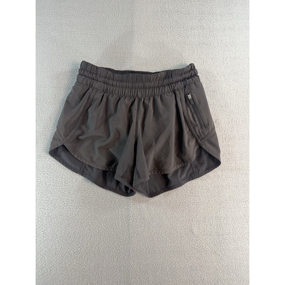 Lululemon Shorts Womens 6 Gray Running Elastic Waist Zipper Pocket Lightweight